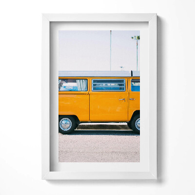 Tablou living cu rama decorativ Mașină galbenă de vacanță