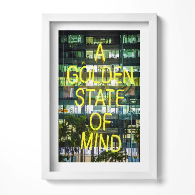 Tablou living cu rama decorativ Lumini galbene de neon pe clădire