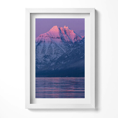 Tablou rama decorativ Peisaj de iarnă cu munți și apă