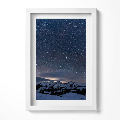 Tablou living cu rama decorativ Stele noaptea pe cerul munților