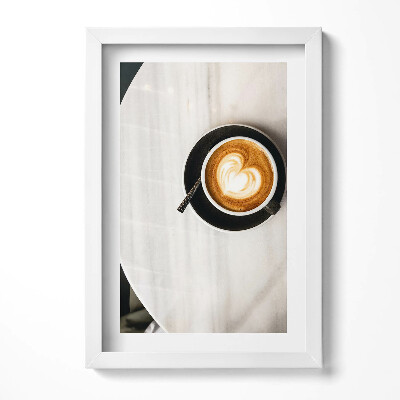 Tablou living cu rama decorativ O ceașcă de cafea cu inimă