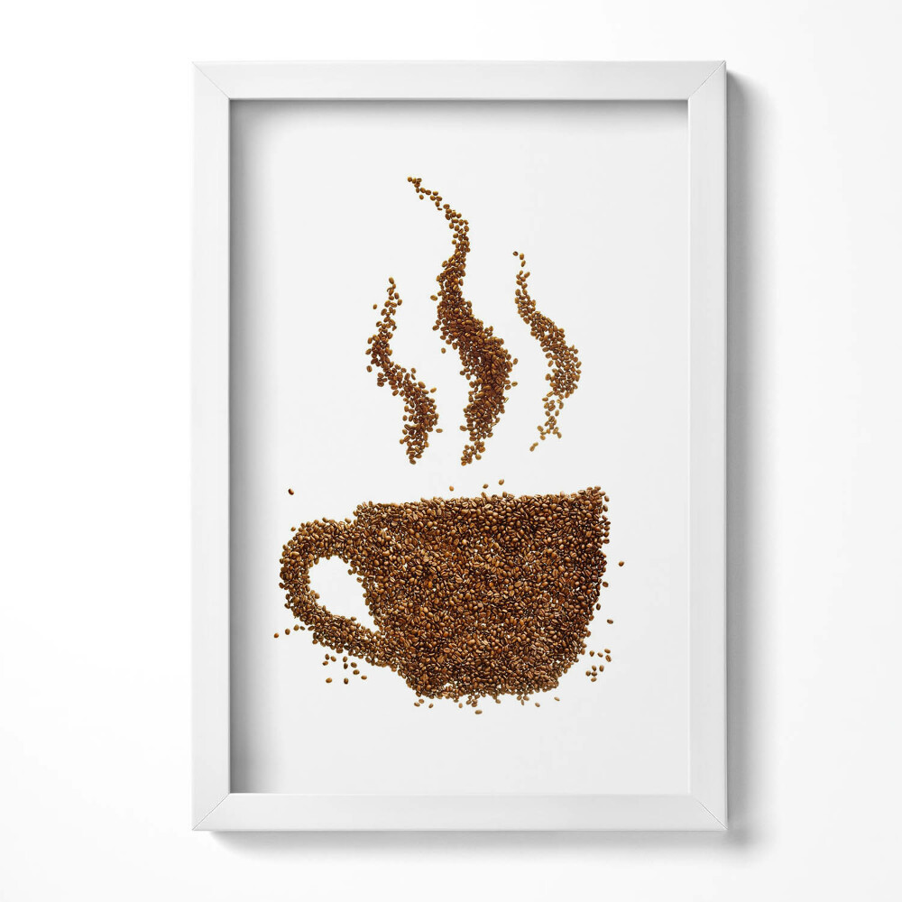 Tablou living cu rama decorativ O ceașcă de boabe de cafea