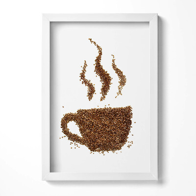 Tablou living cu rama decorativ O ceașcă de boabe de cafea