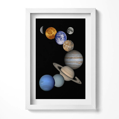 Tablou living cu rama decorativ Ilustrație cu planetele sistemului solar