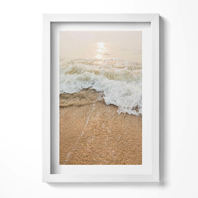 Tablou living cu rama decorativ Valuri de apă pe plajă în sepia