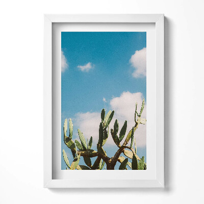 Tablou living cu rama decorativ Cactus pe fundalul cerului
