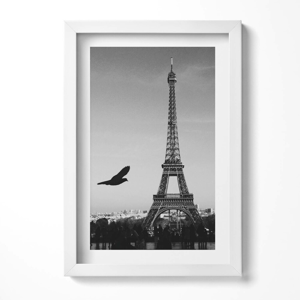 Tablou living cu rama decorativ Turnul Eiffel și Pasărea Zburătoare din Paris