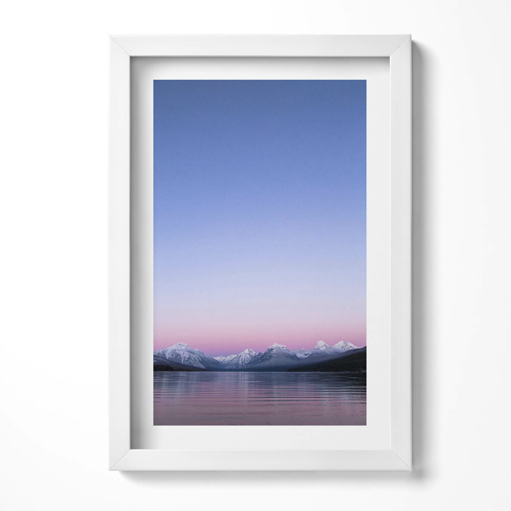 Tablou living cu rama decorativ Peisaj de munți și lacuri, minimalism