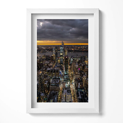 Tablou rama decorativ Arhitectura orașului din perspectiva unei păsări noaptea