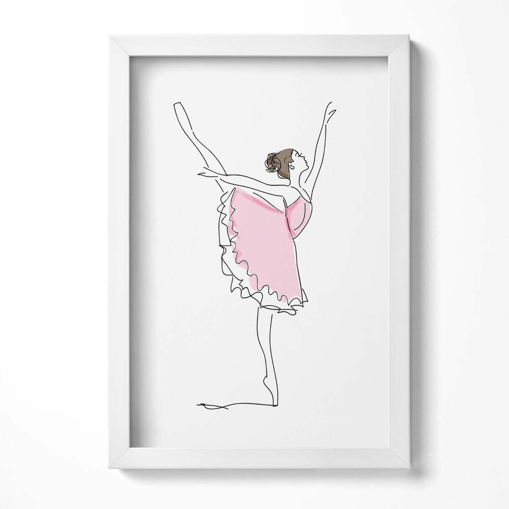 Tablou rama decorativ Artă liniară a unei balerine dansând