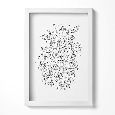 Tablou living cu rama decorativ Ilustrație artistică liniară pentru fete