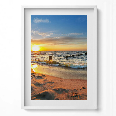 Tablou living cu rama modern Răsărit de soare peste mare