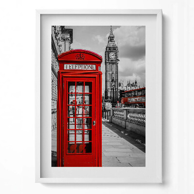 Tablou living cu rama modern Cabină telefonică roșie și Big Ben - Marea Britanie