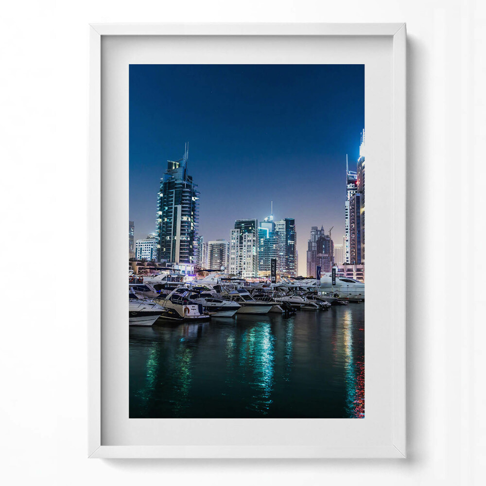 Tablou living cu rama modern Bărci în oraș noaptea