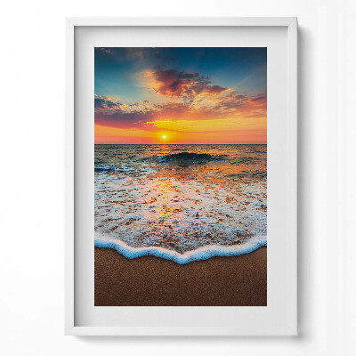 Tablou living cu rama modern Peisaj cu apusul soarelui peste mare