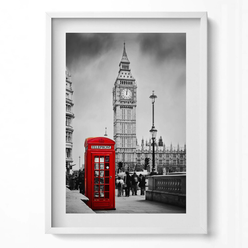 Tablou rama modern Big Ben și Cutia Roșie din Anglia