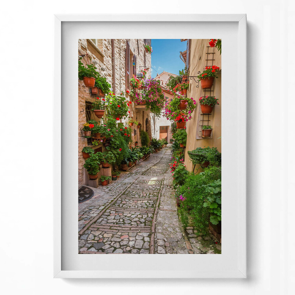 Tablou rama modern O stradă înflorită din Italia