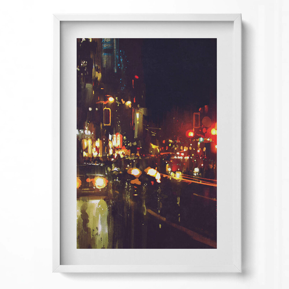 Tablou living cu rama modern Oraș pictat încețoșat