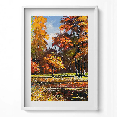 Tablou living cu rama modern Toamna pictată și râul