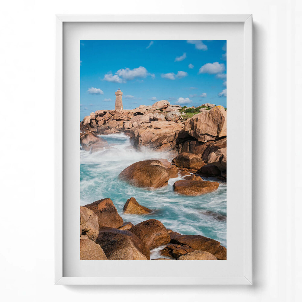 Tablou rama modern Apă, pietre și un far