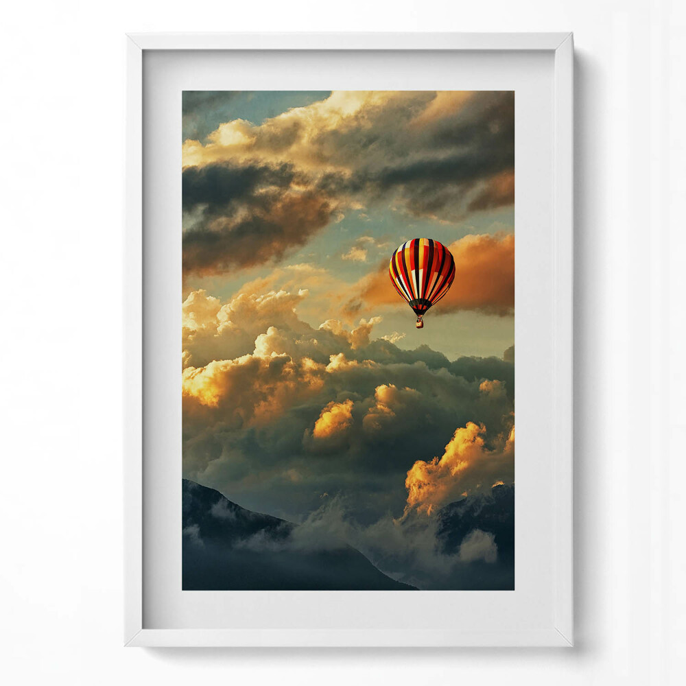 Tablou living cu rama modern Zbor cu balonul printre nori