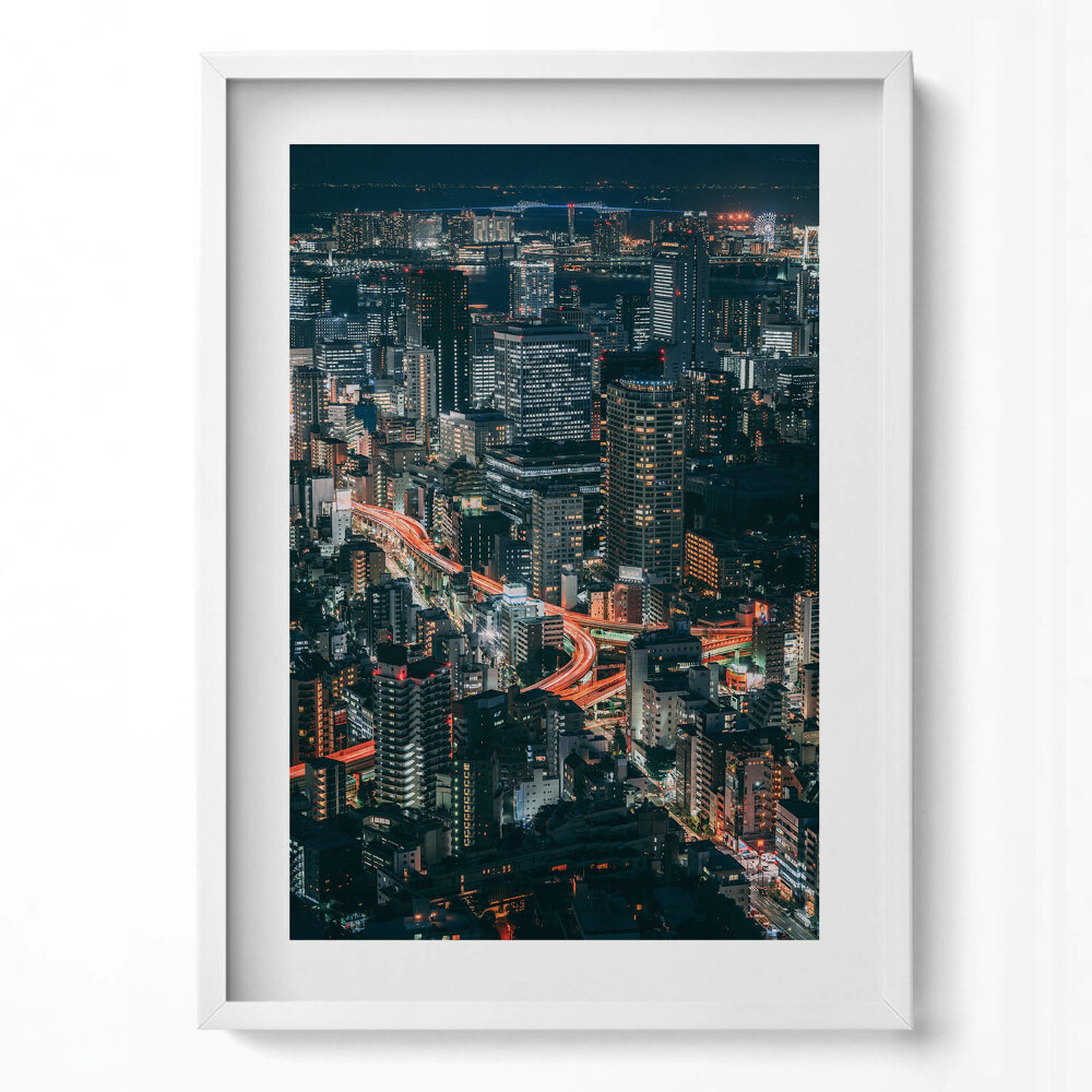 Tablou living cu rama modern O vedere de sus a orașului noaptea