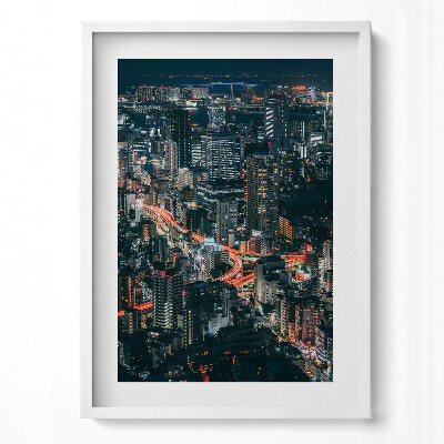 Tablou living cu rama modern O vedere de sus a orașului noaptea