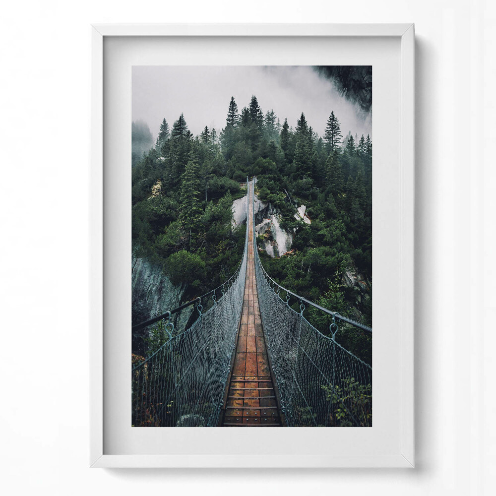 Tablou living cu rama modern Pod suspendat peste pădure