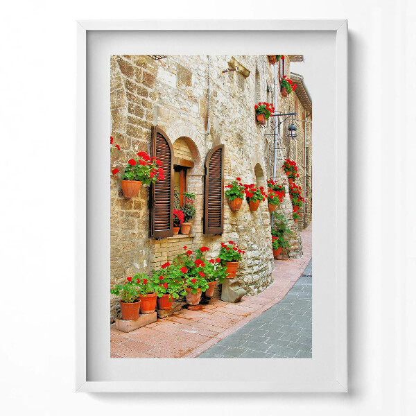 Tablou living cu rama modern O stradă pitorească cu flori