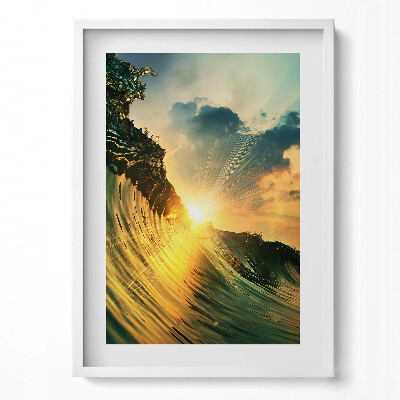 Tablou rama modern Valul mării și apusul soarelui