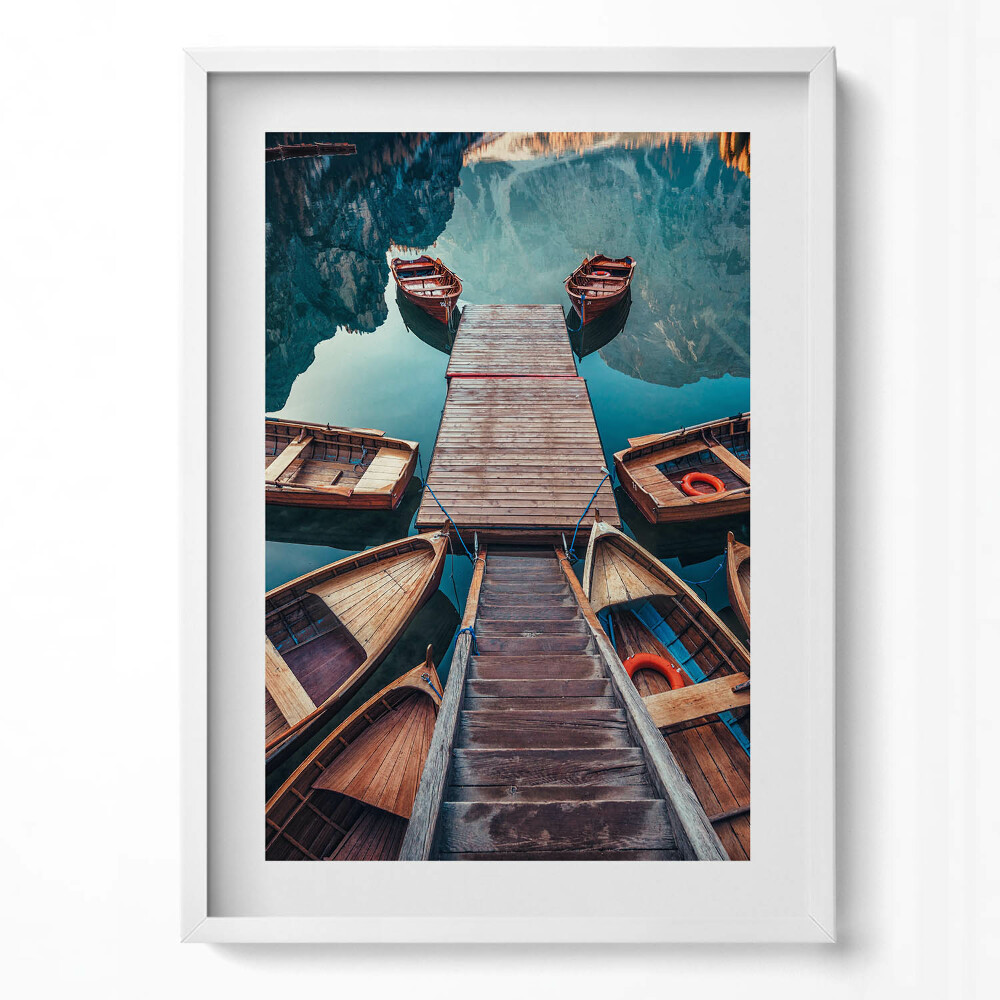 Tablou rama modern Digul și Lacul Pragser Wildsee