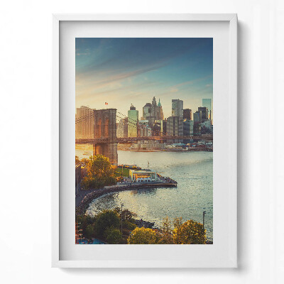 Tablou living cu rama modern Podul Brooklyn din New York, Manhattan