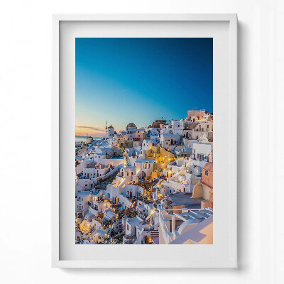 Tablou living cu rama modern Apus de soare în Santorini