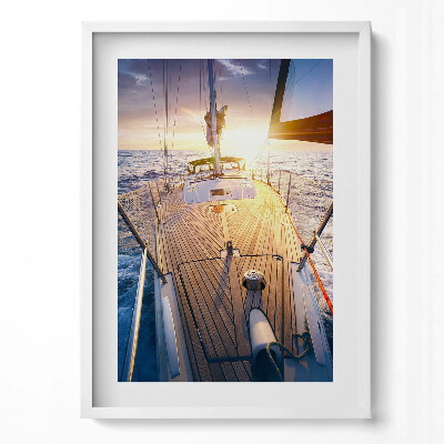 Tablou rama modern Apus de soare pe puntea unei bărci cu pânze