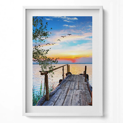 Tablou living cu rama modern Barcă cu pânze pe lac