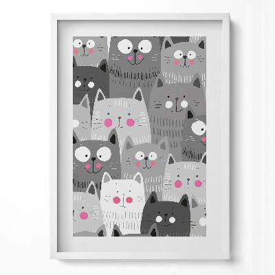 Tablou living cu rama modern Model cu pisici