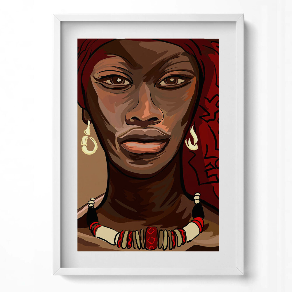 Tablou living cu rama modern Artă - Pictură a unei femei africane