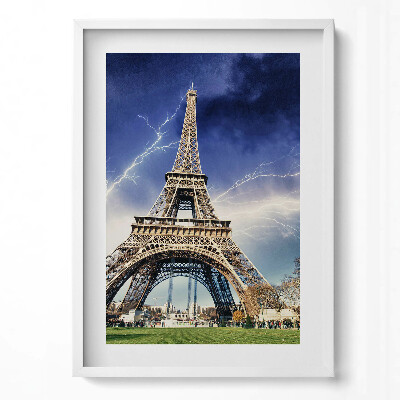 Tablou rama modern Turnul Eiffel, fulgere și furtună