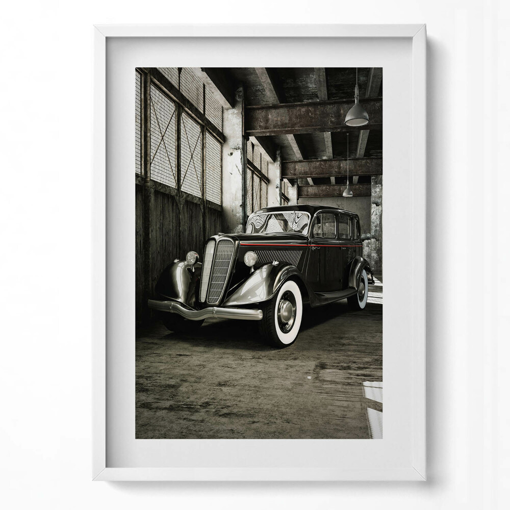 Tablou rama modern Mașină clasică într-o fabrică veche