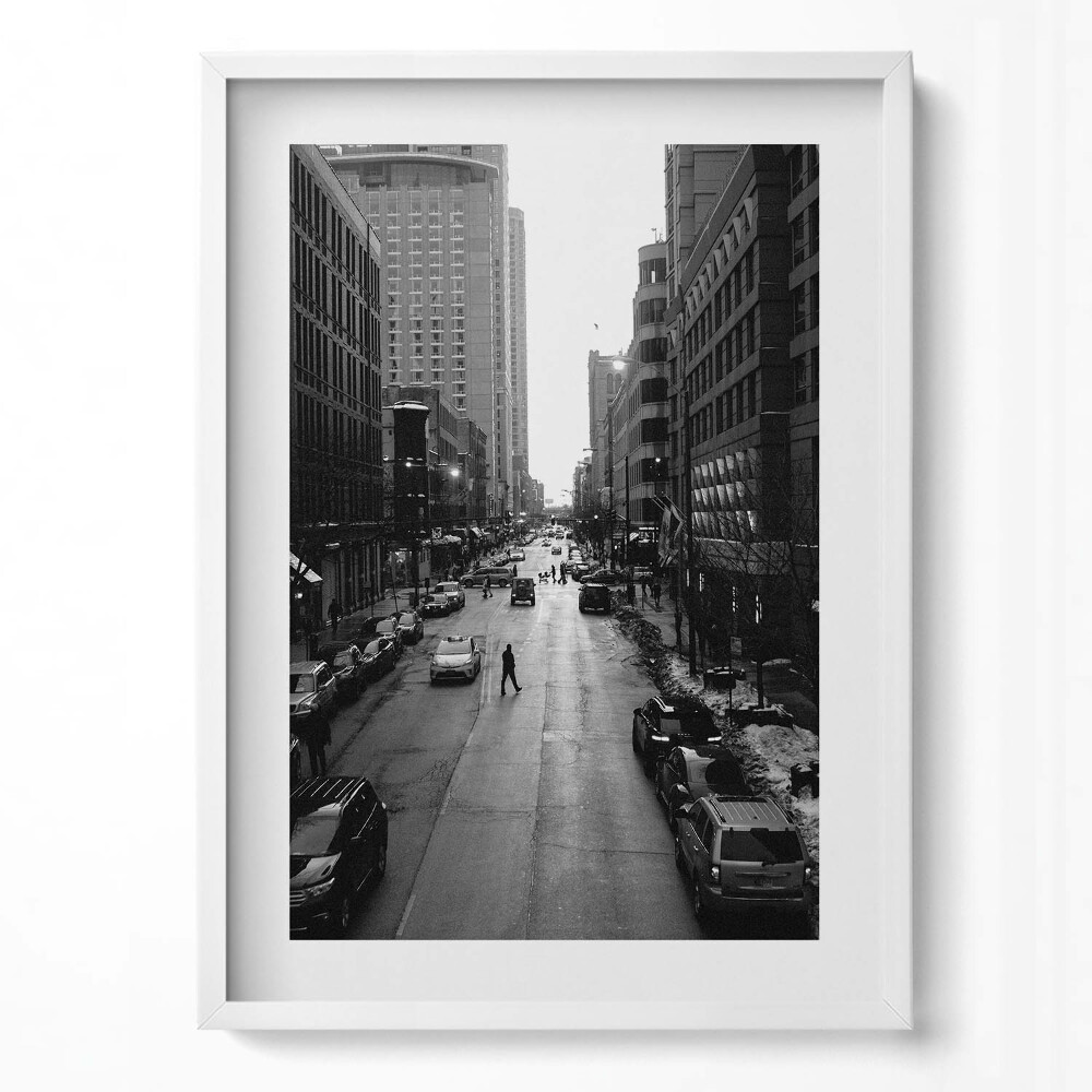 Tablou rama modern Străzile alb-negre din Chicago