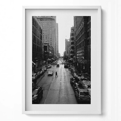 Tablou rama modern Străzile alb-negre din Chicago