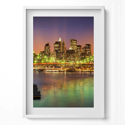 Tablou rama modern Podul Brooklyn noaptea