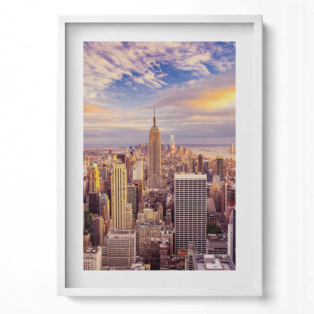 Tablou living cu rama modern Apus de soare New York