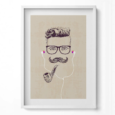 Tablou living cu rama modern Bărbat cu pipă și căști
