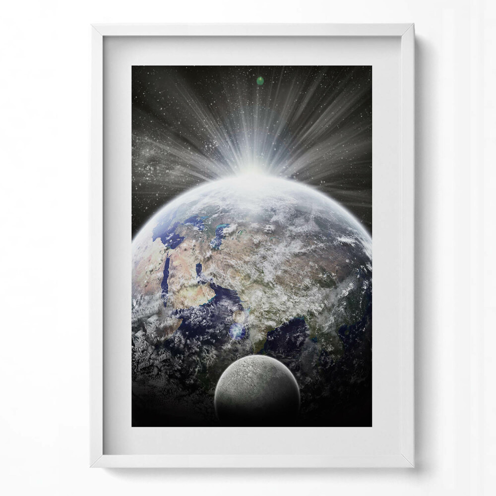 Tablou living cu rama modern Vedere a Pământului și a Lunii