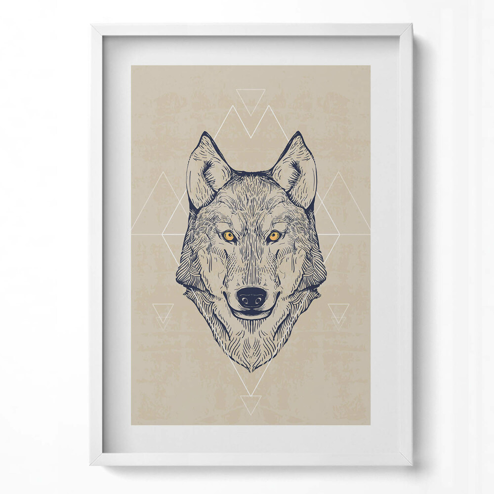 Tablou living cu rama modern Cap de lup