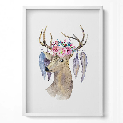 Tablou rama modern Cap de cerb și flori