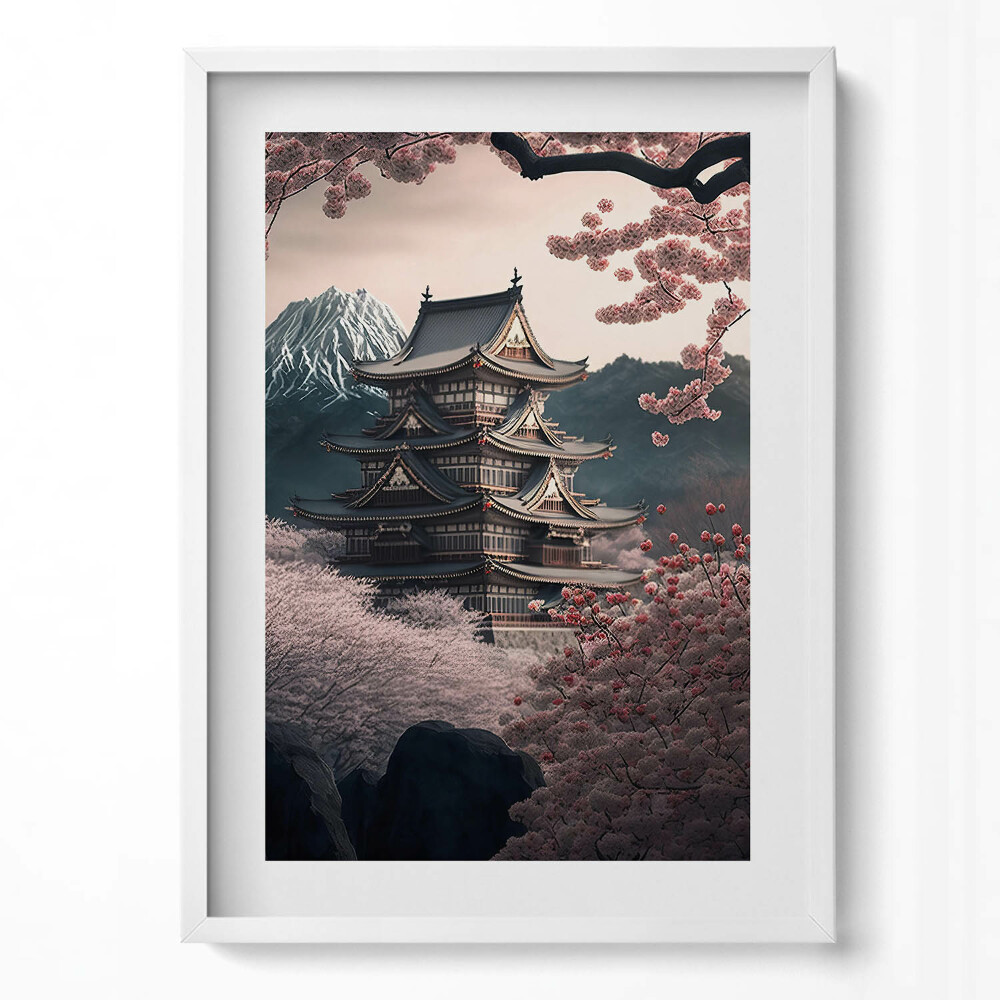 Tablou rama modern Turnul Asiatic și Florile de Cireș