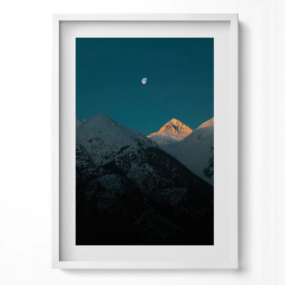 Tablou living cu rama modern Apus de soare în munți