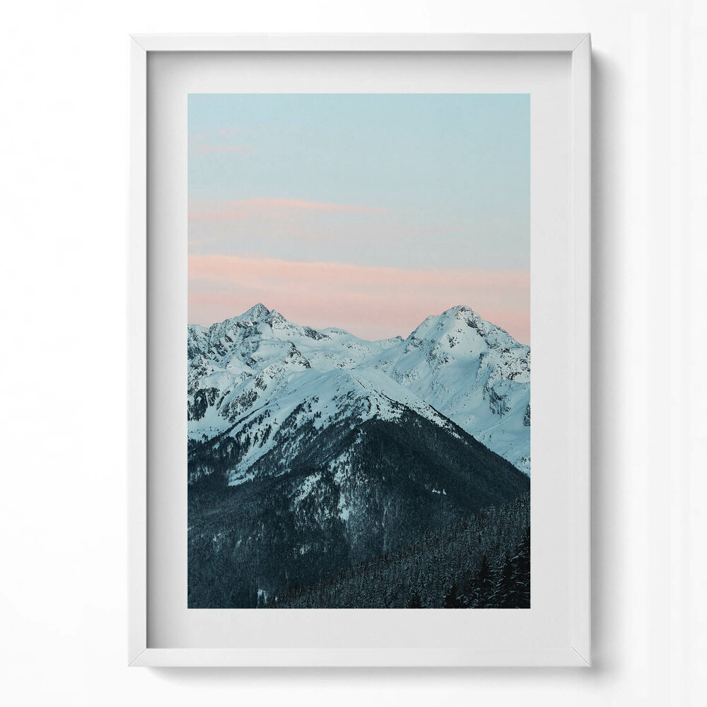 Tablou living cu rama modern Lanțul muntos iarna